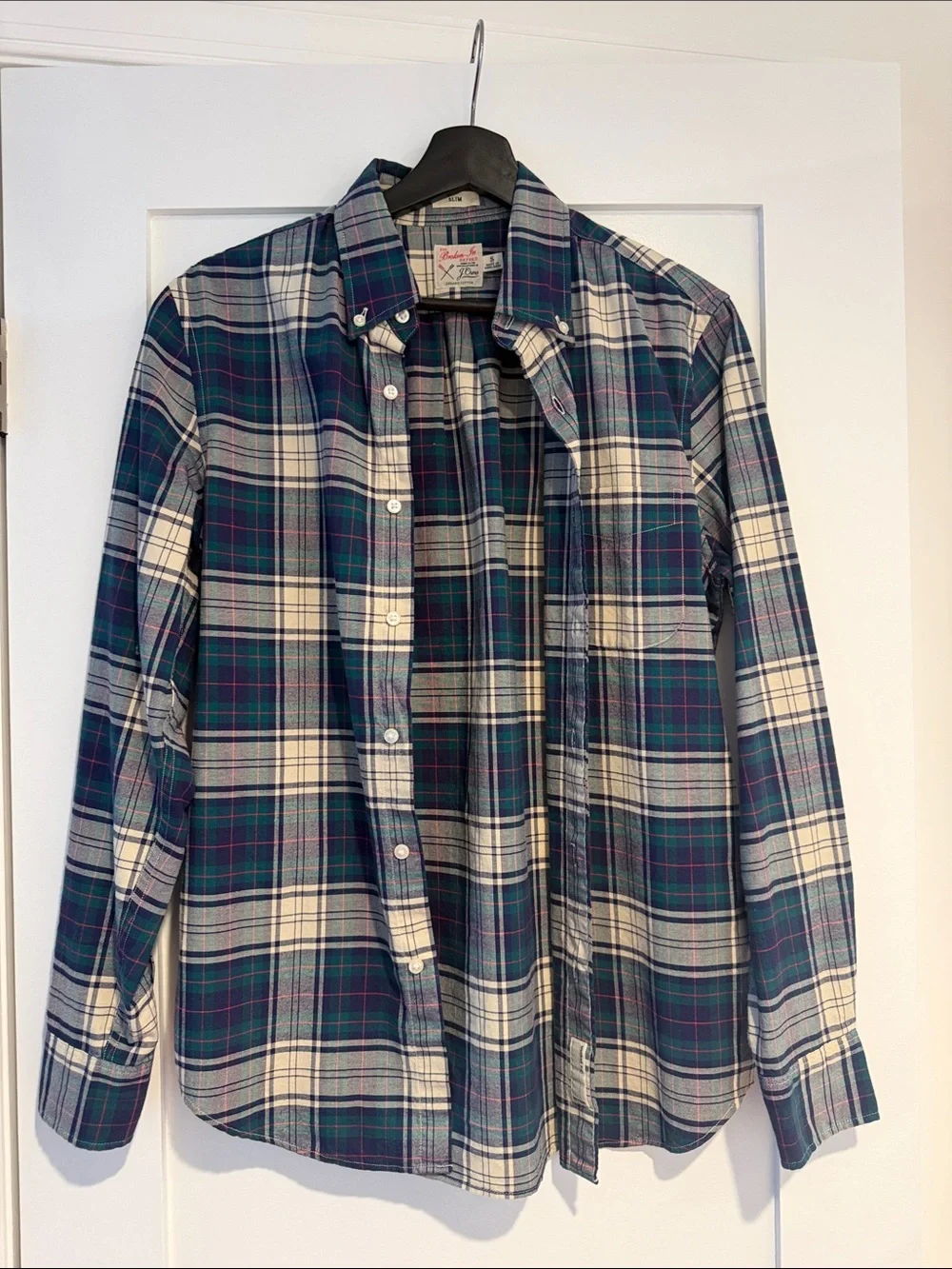 J Crew Classic Plaid Button-Down Shirt - Blue/Green/White